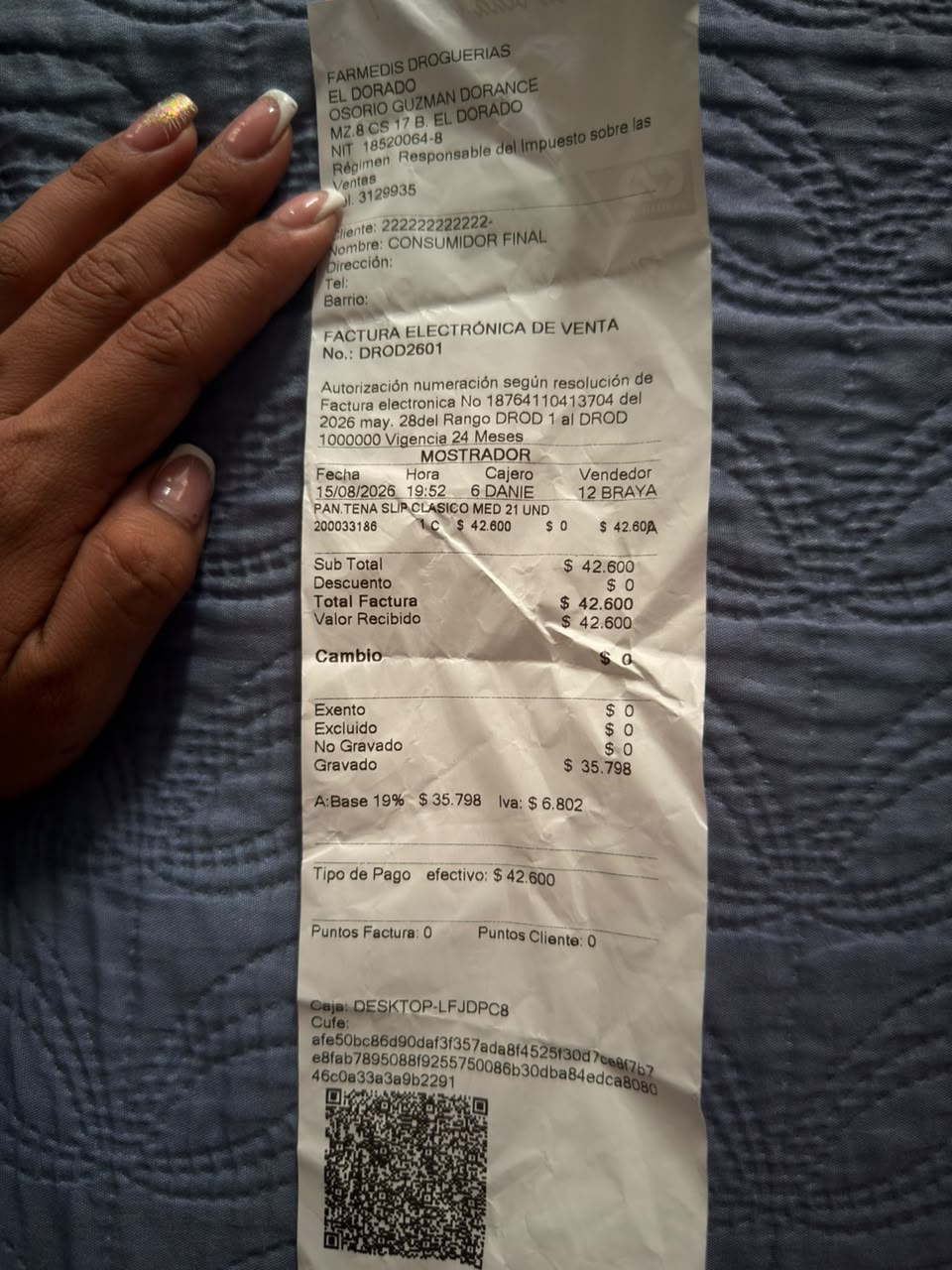 Evidence for Donación de pañales
